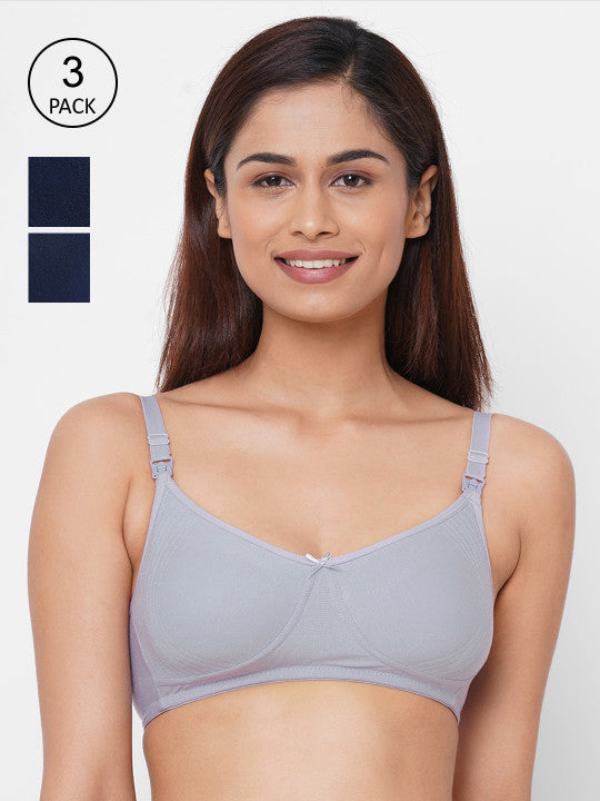 Inner Sense Pack of 3 Non-Wired Non Padded Antimicrobial Maternity Bras IMB005E_5E_5D