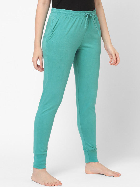 Inner Sense Women Turquoise Blue Organic Cotton Lounge Pants