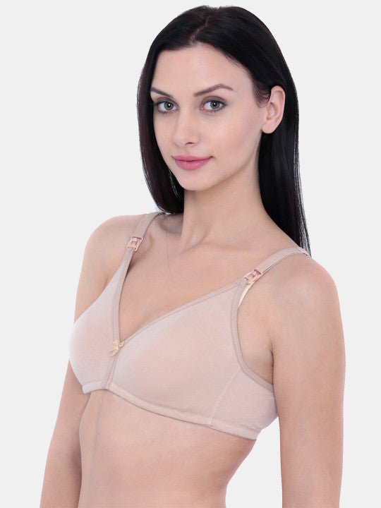 Inner Sense Nude-Coloured & White Solid Non-Wired Non Padded Set of 3 Maternity Bra