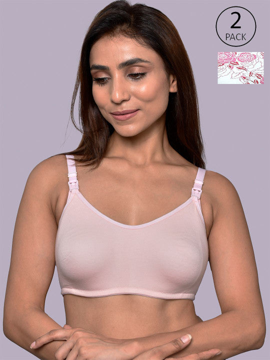 Inner Sense Pack of 2 Organic Cotton Antimicrobial Women Feeding Bra