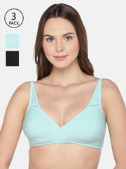 Inner Sense Pack of 3 Solid Non-Wired Non Padded Maternity Bra