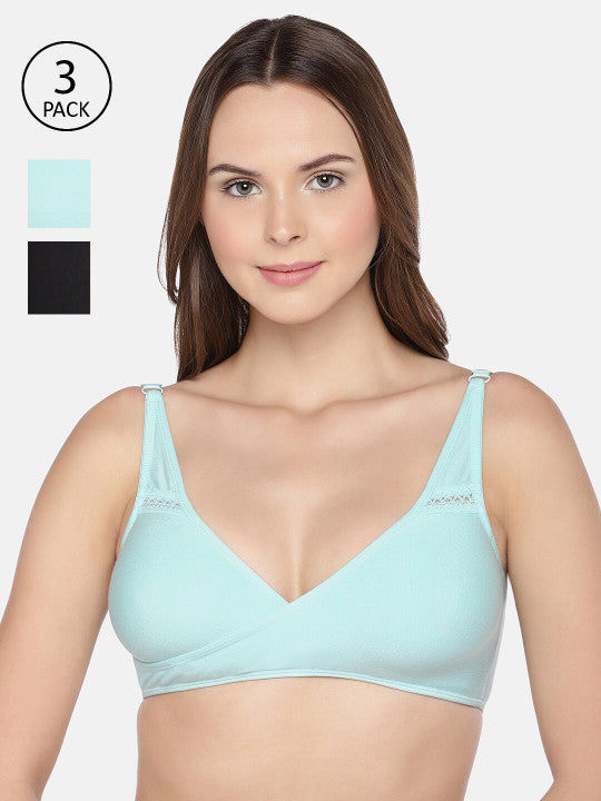 Inner Sense Pack of 3 Solid Non-Wired Non Padded Maternity Bra