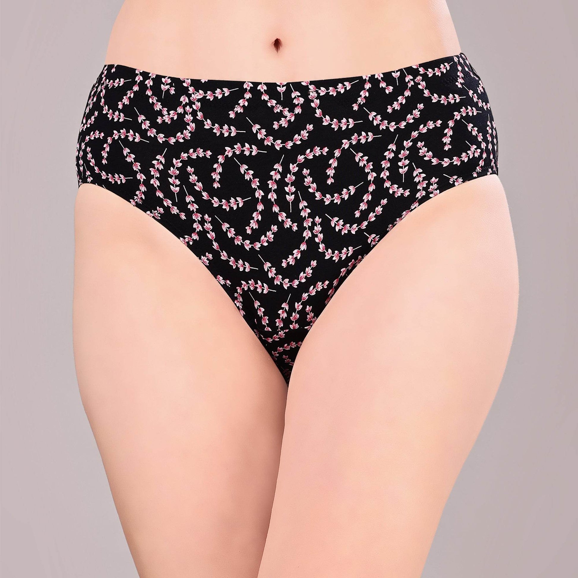 Luxurious High Rise Full Coverage Printed Cotton Spandex Hipster Panty (Pack of 3)