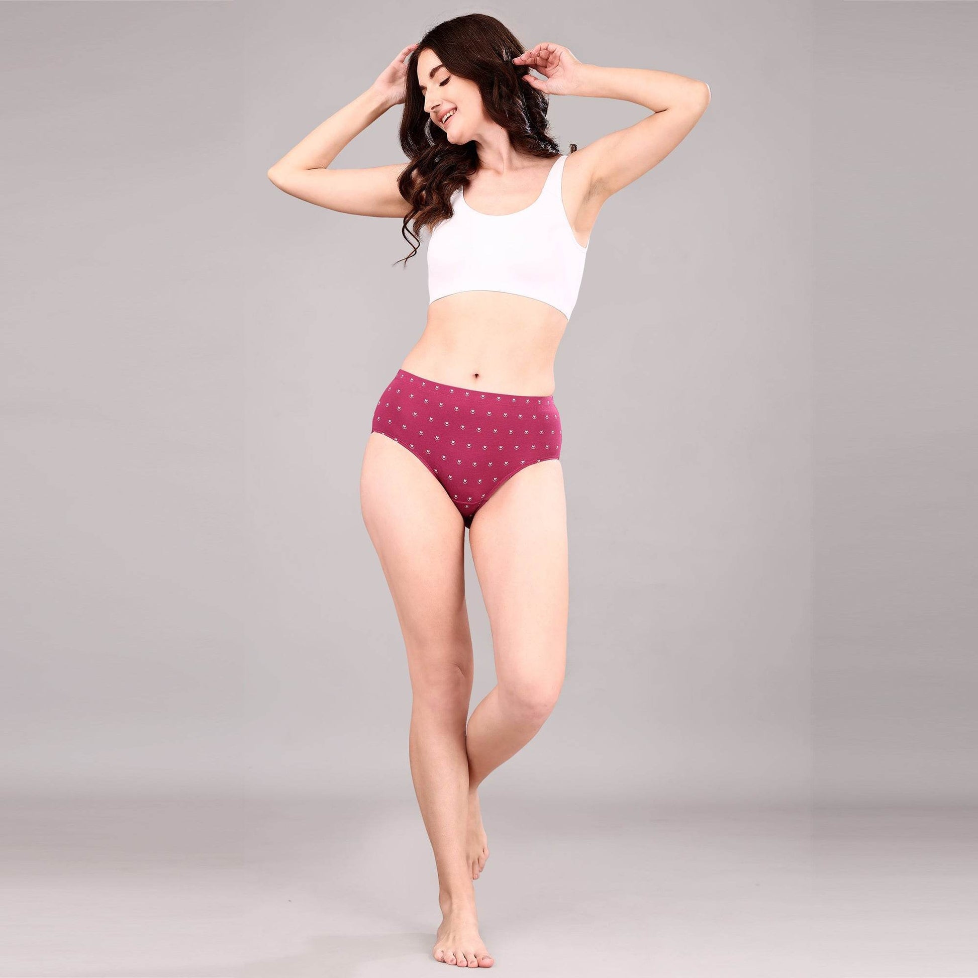 Luxurious High Waist Full Coverage Printed Stretch Cotton Briefs - 3 Pack