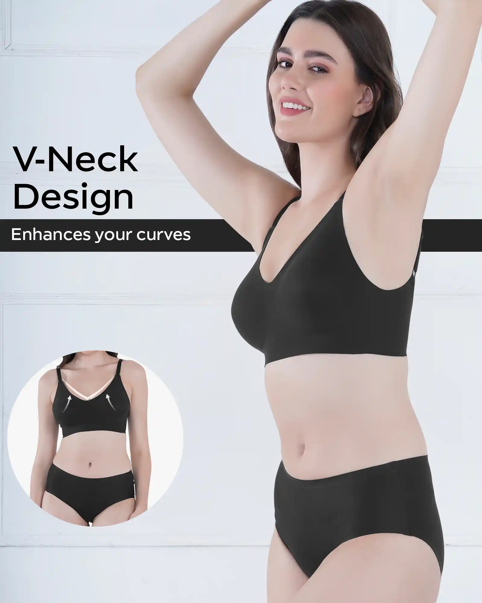 Tweens Lightly Padded Invisi-Fit Bra and Panty Set (Black)(TW-SB-968)