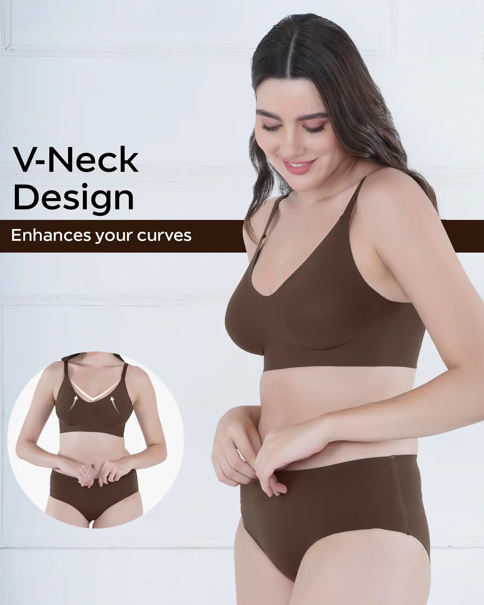 Tweens Lightly Padded Invisi-Fit Bra and Panty Set (Coffee)(TW-SB-968)