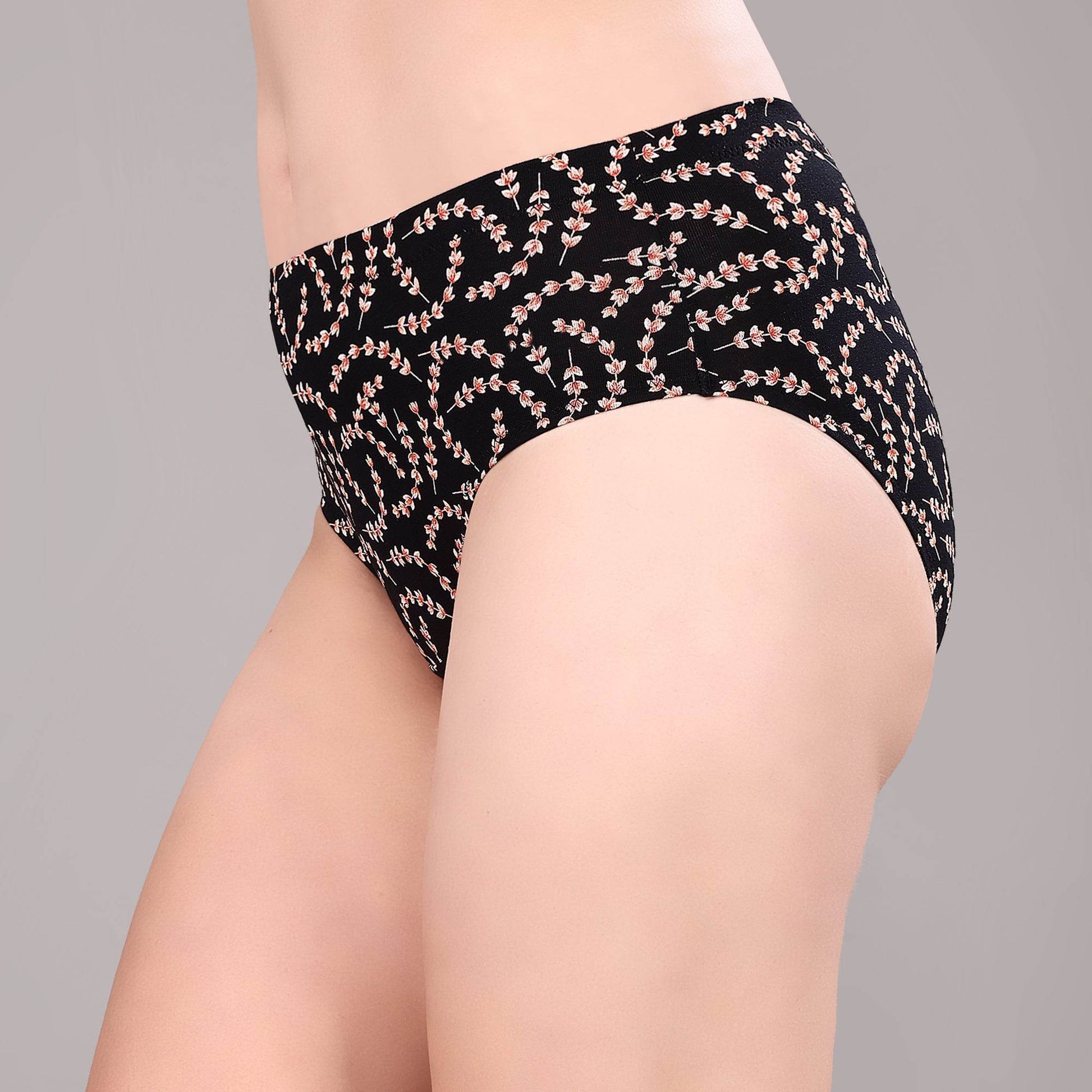 Luxurious High Rise Full Coverage Printed Cotton Spandex Hipster Panty (Pack of 3)