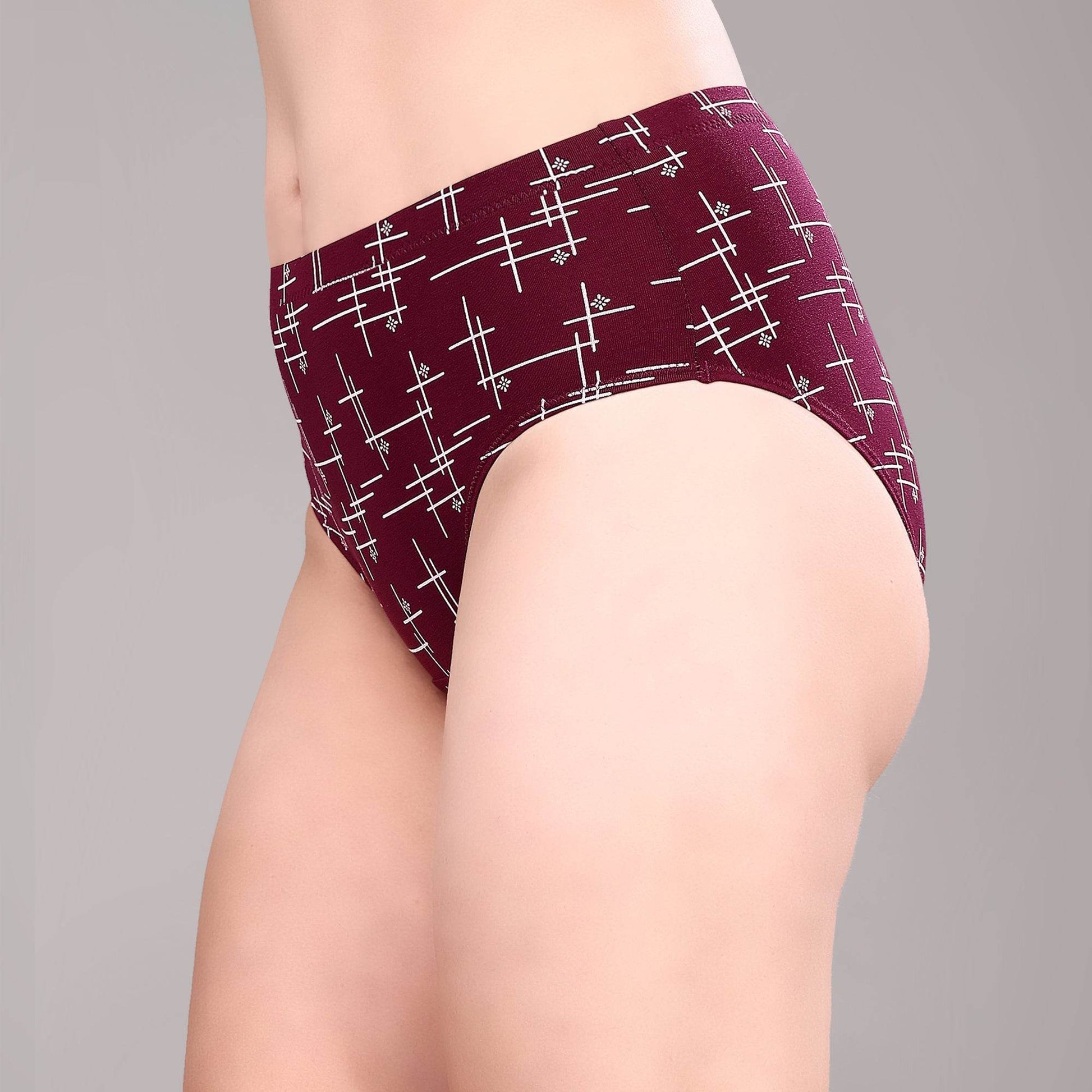 Luxurious High Rise Full Coverage Printed Cotton Spandex Hipster Panty (Pack of 3)