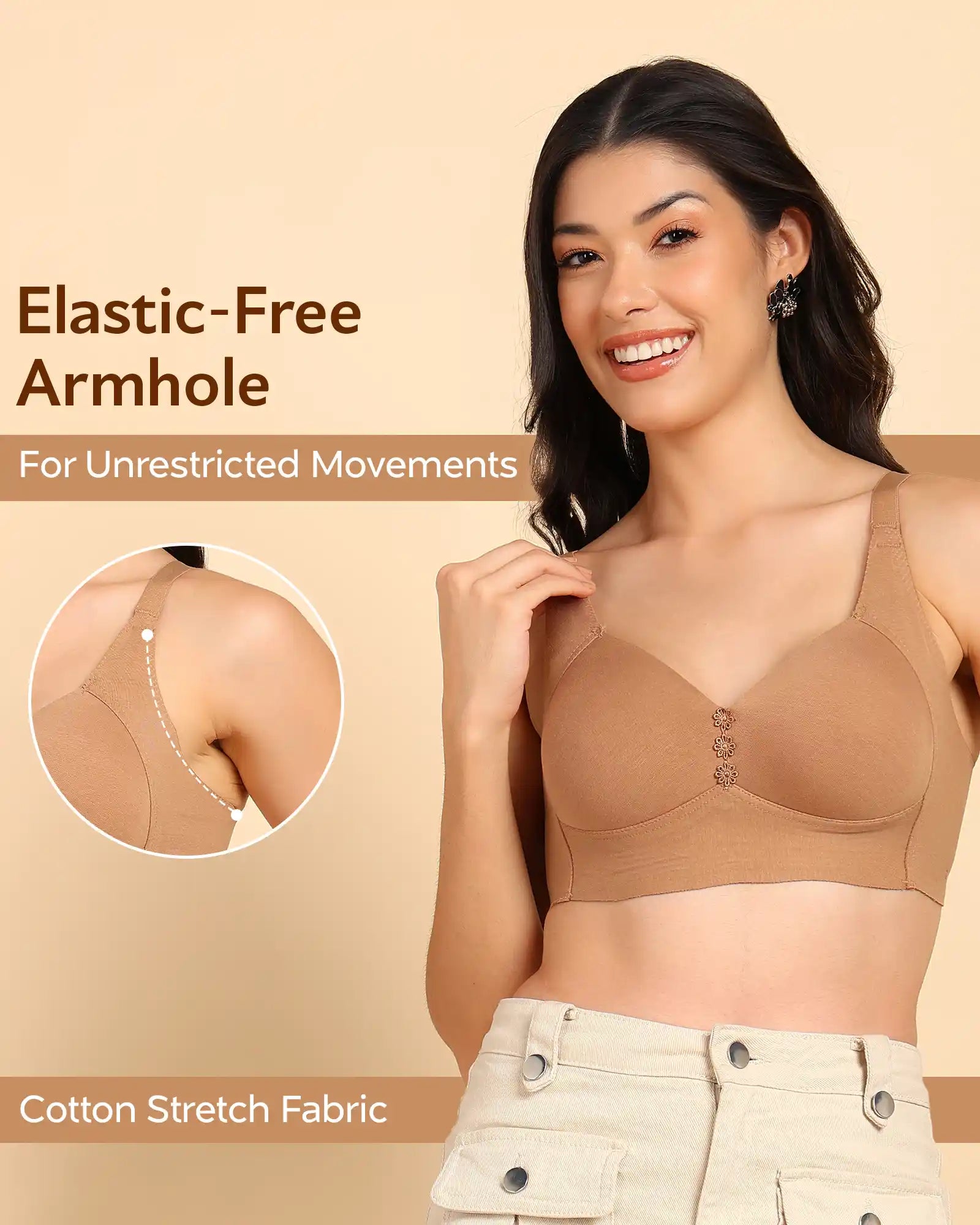 Tweens Invisi-Fit Lightly Padded Cotton Bonded Seamless Minimiser ((TW-SB-9203)