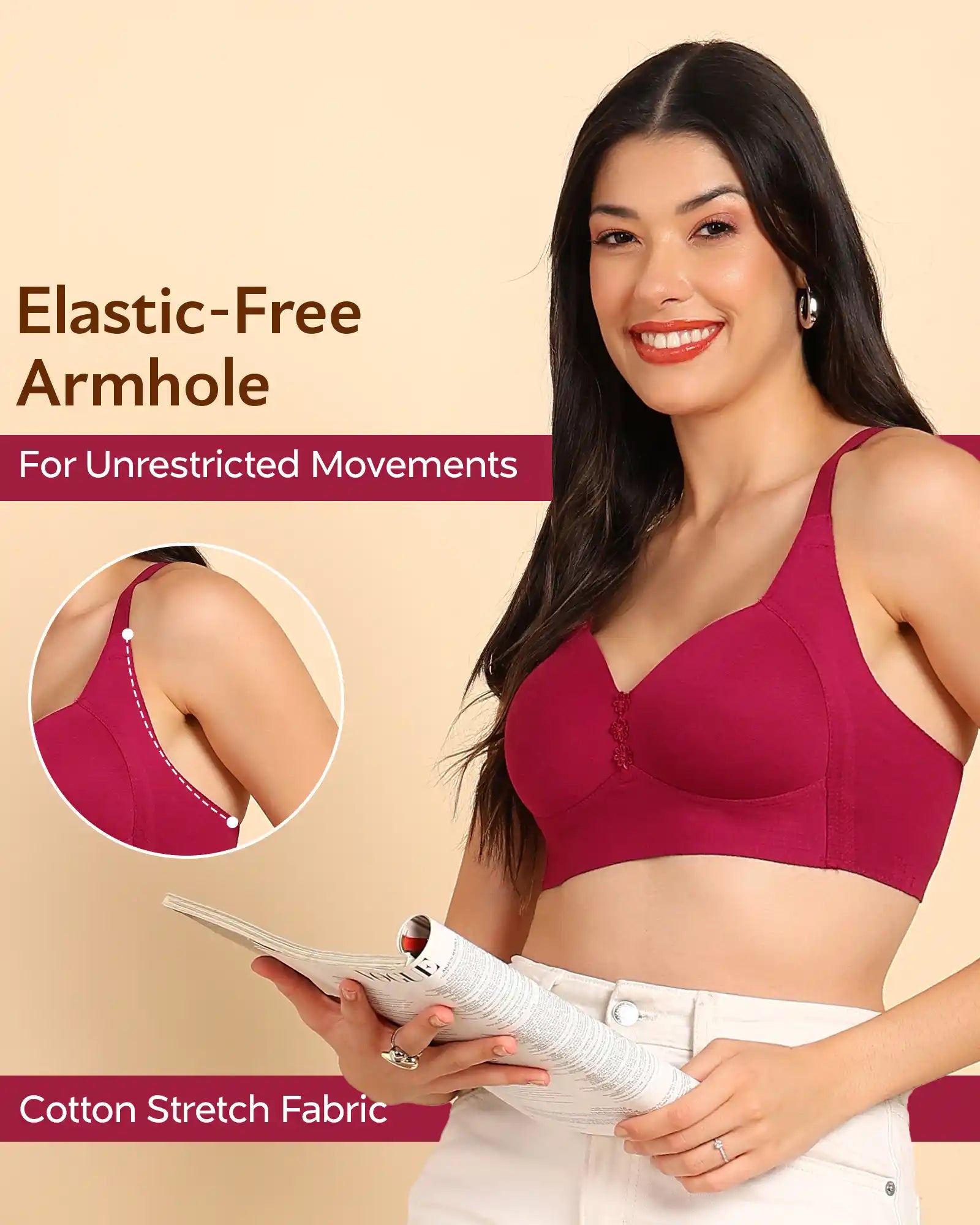 Tweens Invisi-Fit Lightly Padded Cotton Bonded Seamless Minimiser ((TW-SB-9203)