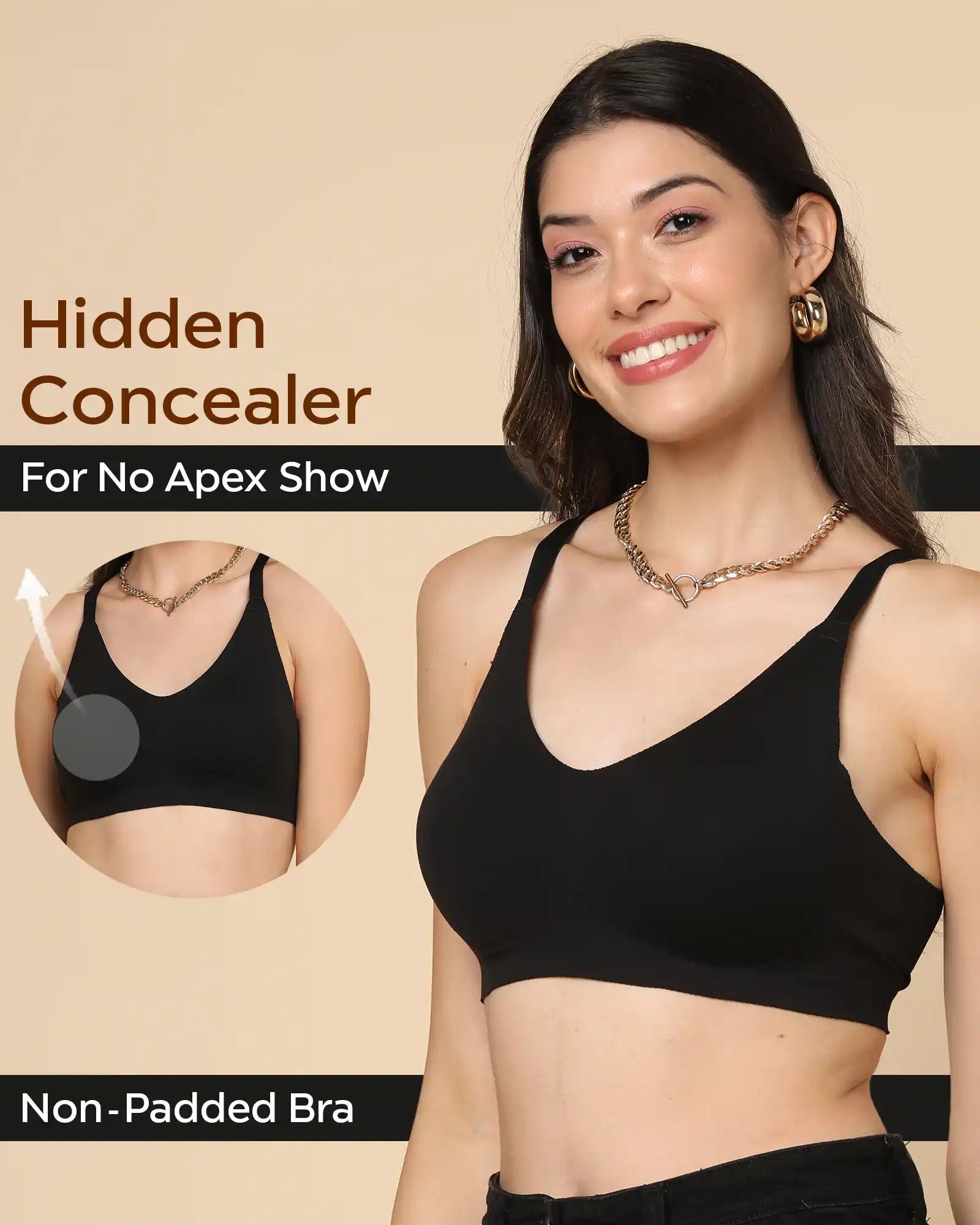 Tweens Non-Padded Cotton Spandex Invisi-Fit Bra (BLACK)