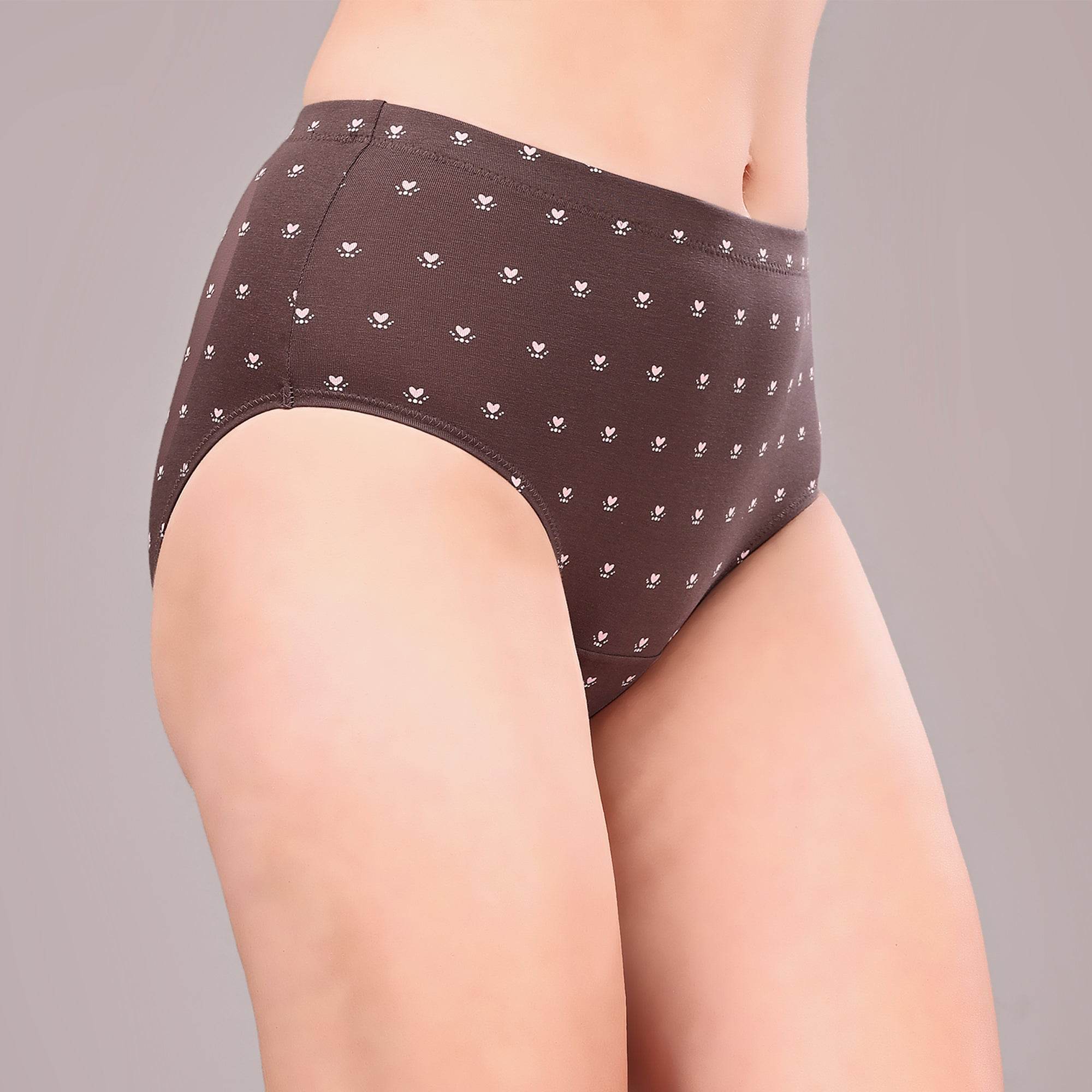 Luxurious High Waist Full Coverage Printed Stretch Cotton Briefs - 3 Pack