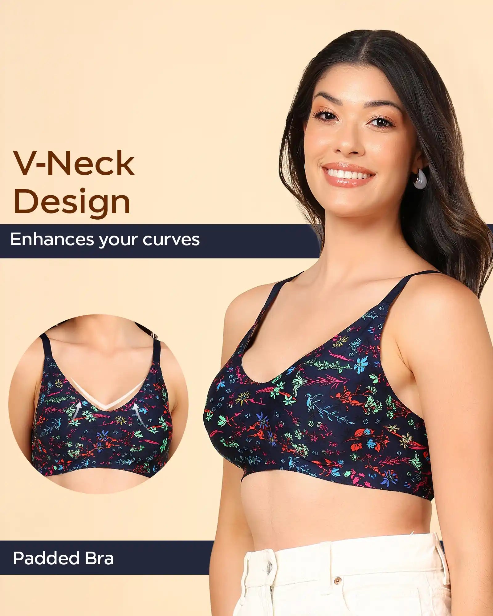 Tweens Invisi-Fit Cotton Feel Printed Bonded Seamless Bra(TW-SB-PRINTED )