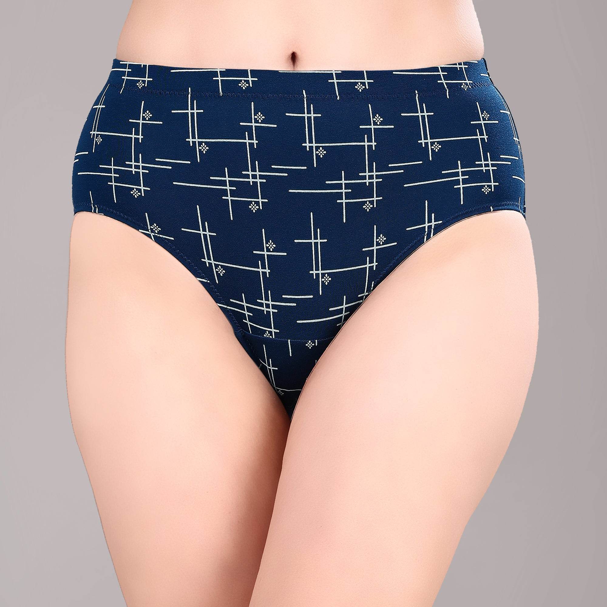 Luxurious High Waist Full Coverage Printed Stretch Cotton Briefs - 3 Pack