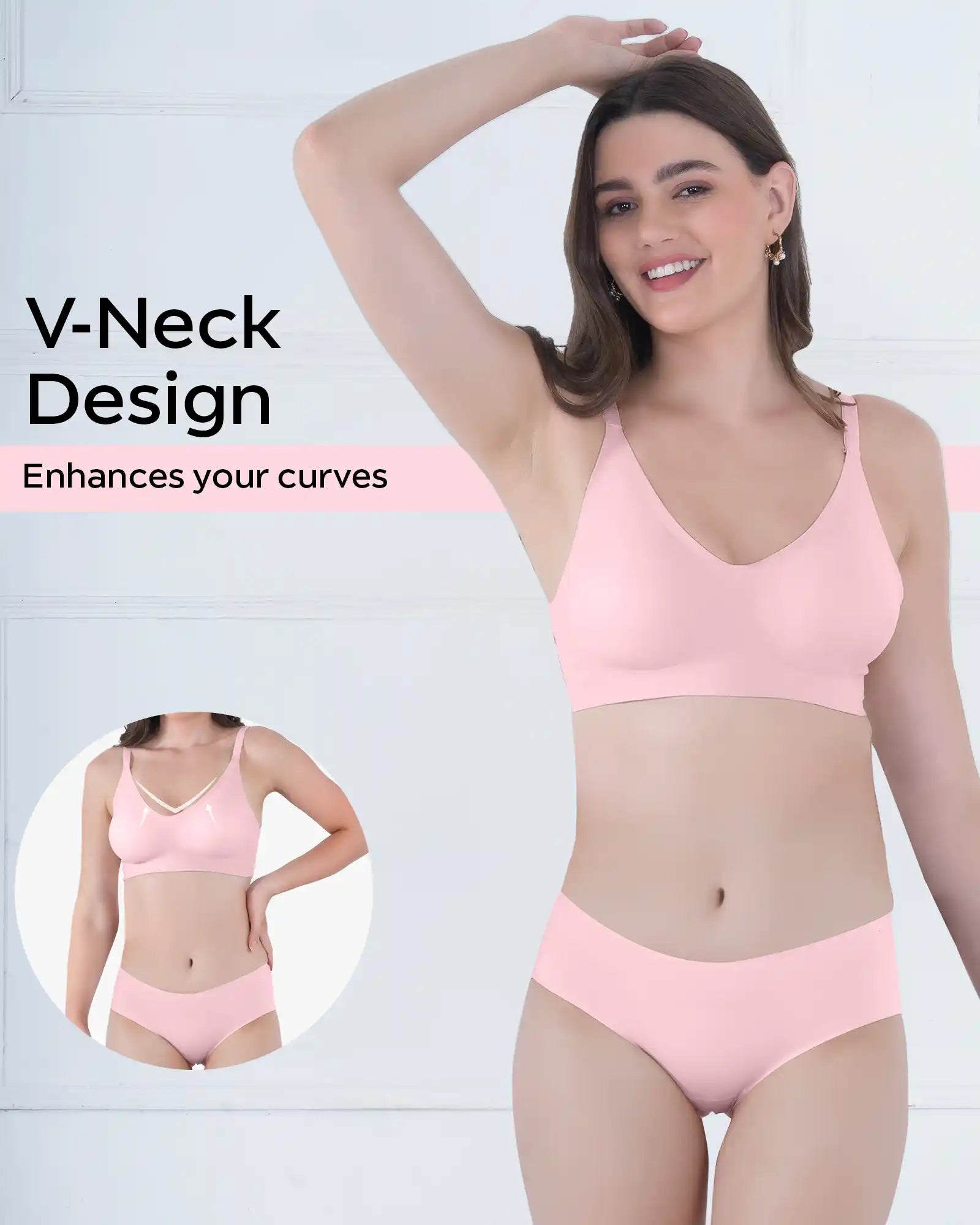 Tweens Lightly Padded Invisi-Fit Bra and Panty Set (Rose)(TW-SB-968)
