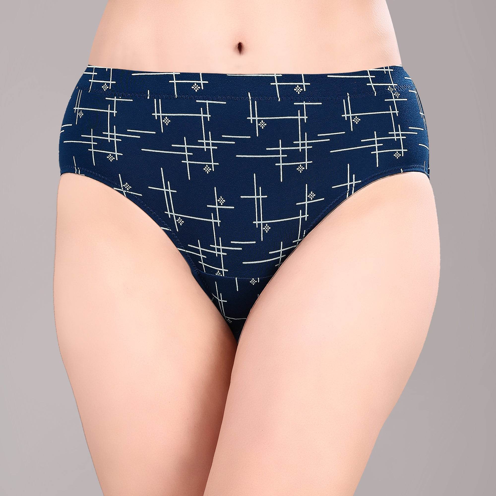 Luxurious High Rise Full Coverage Printed Cotton Spandex Hipster Panty (Pack of 3)