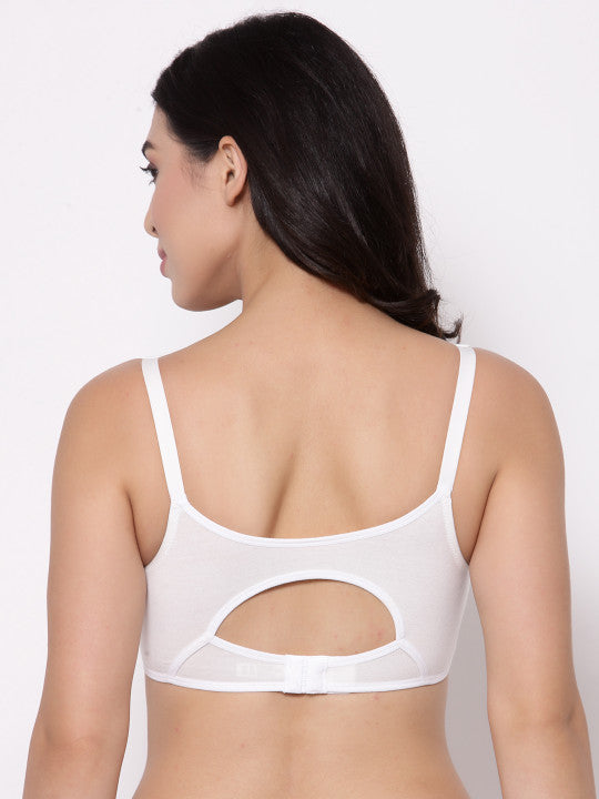 Inner Sense White Solid Organic Cotton Antimicrobial Sleeping/Feeding Bra AIMB007E