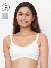 Inner Sense Pack of 2 Solid Non-Wired Antimicrobial Non Padded Maternity Bra