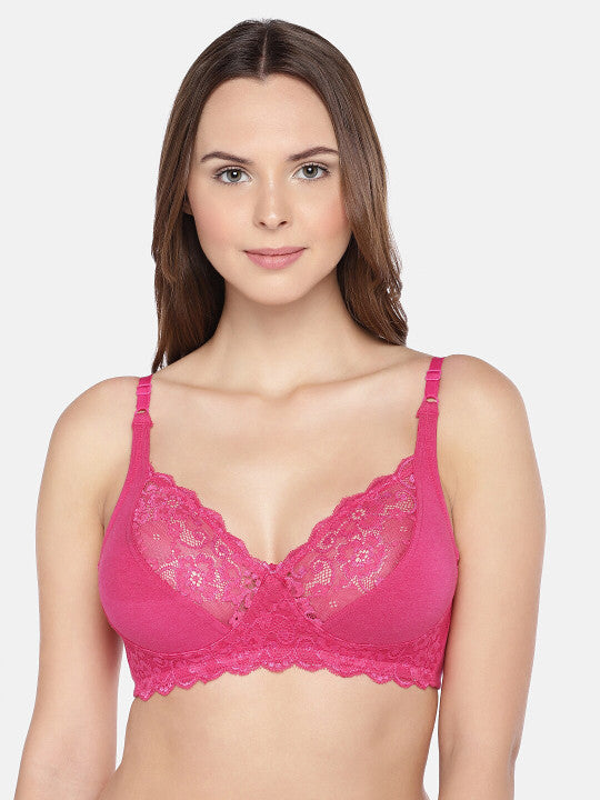 Inner Sense Laced Non-Wired Non-Padded Seamless Antimicrobial T-shirt Bra With Extender
