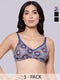 Inner Sense Pack of 3 Floral Organic Cotton T-shirt Bra