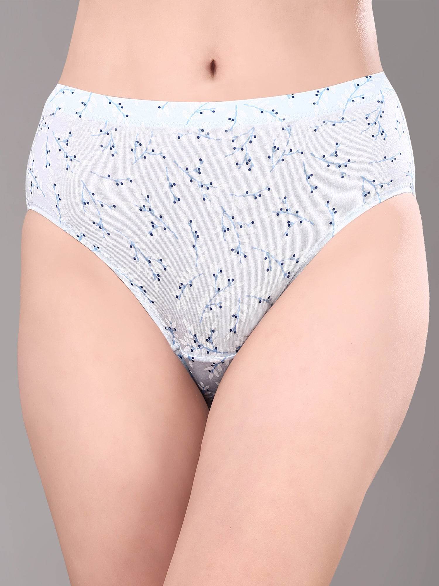 Comfortable High-Rise Full Coverage Printed Cotton Spandex Hipster Panty - 3 Pack Assorted Styles