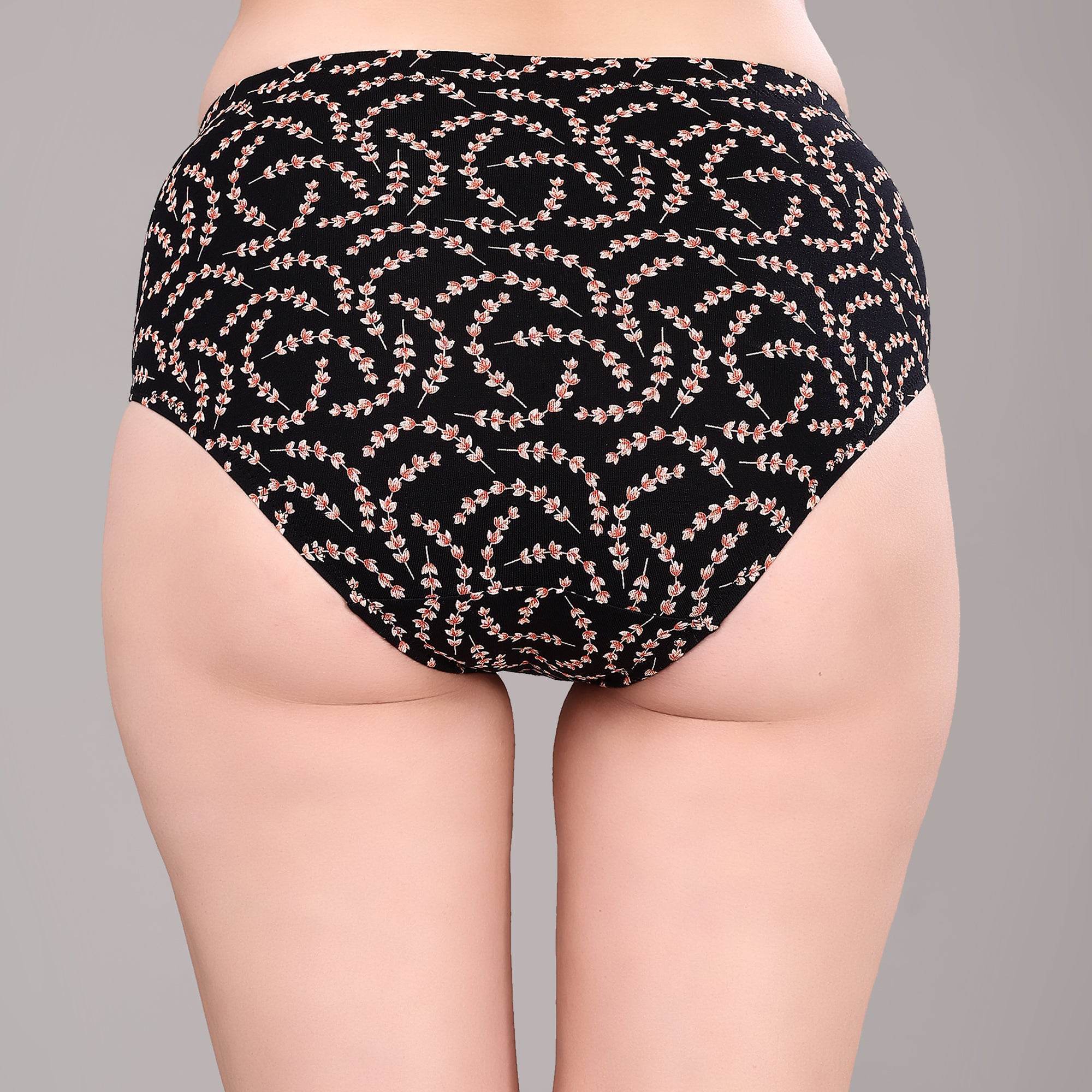 Luxurious High Waist Full Coverage Printed Stretch Cotton Briefs - 3 Pack