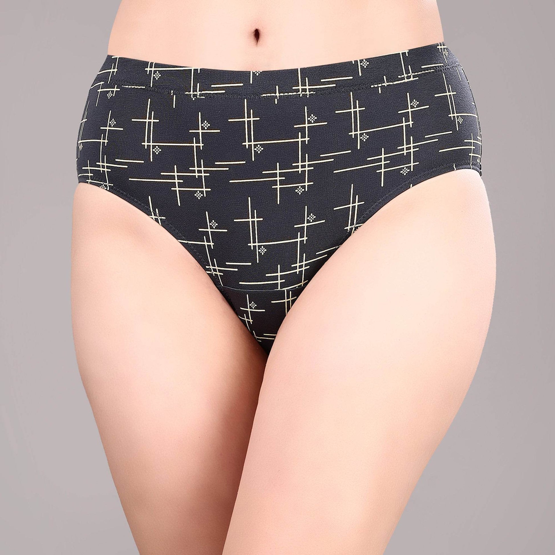 Luxurious High Rise Full Coverage Printed Cotton Spandex Hipster Panty (Pack of 3)