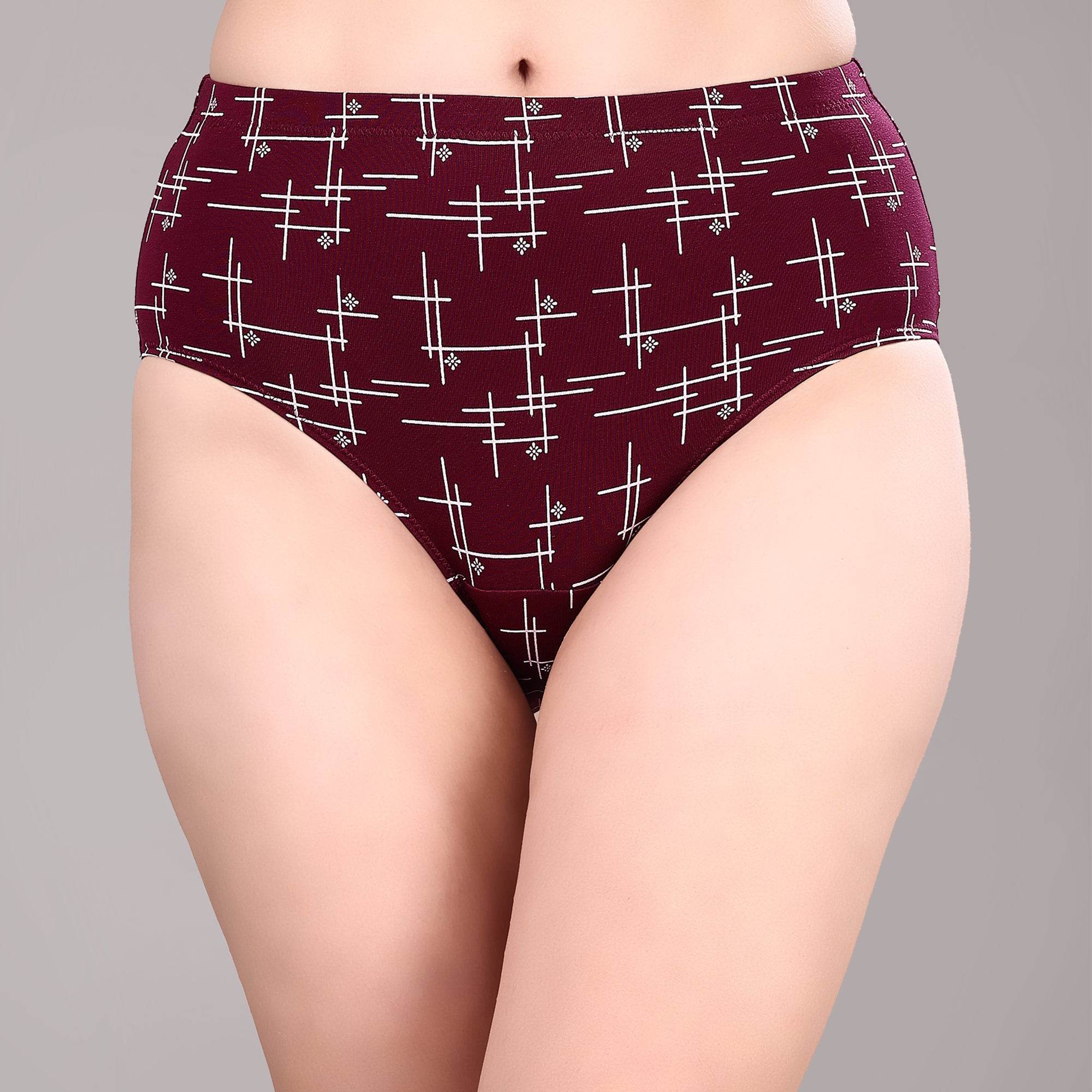 Premium Women's High Waist Full Coverage Cotton Briefs - Assorted Pack of 3 with Attractive Prints