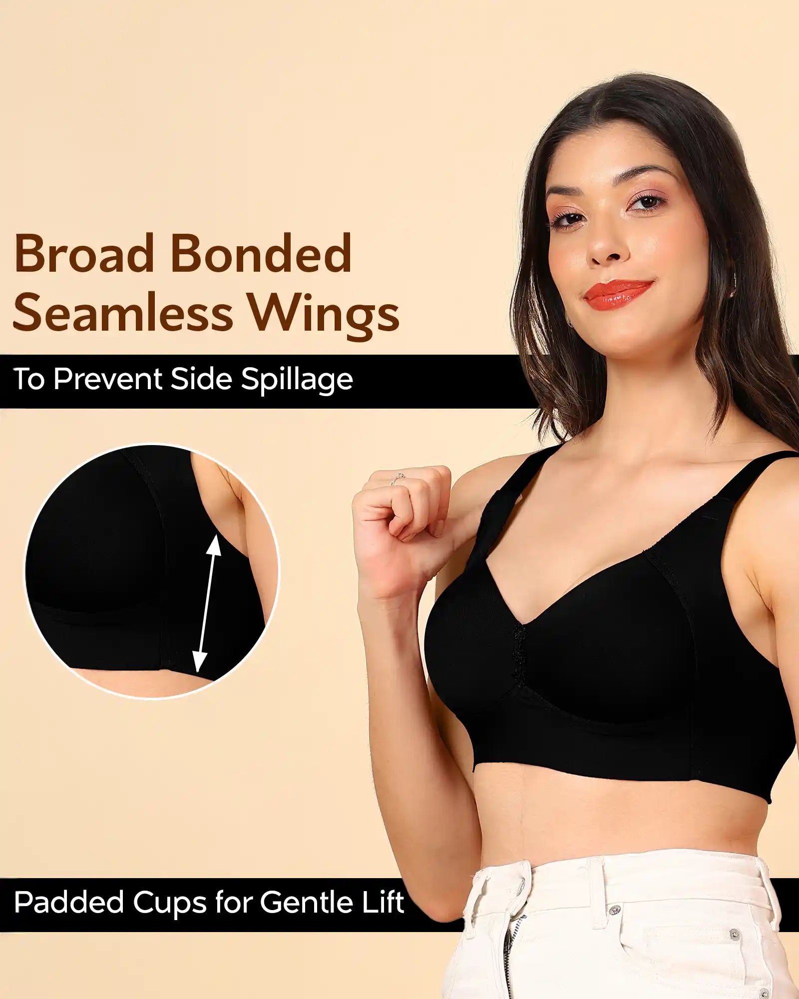 Tweens Invisi-Fit Lightly Padded Cotton Bonded Seamless Minimiser ((TW-SB-9203)