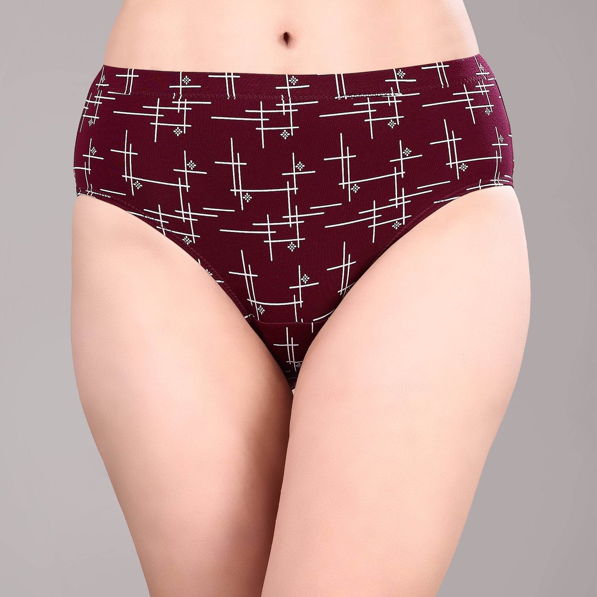 Luxurious High Rise Full Coverage Printed Cotton Spandex Hipster Panty (Pack of 3)