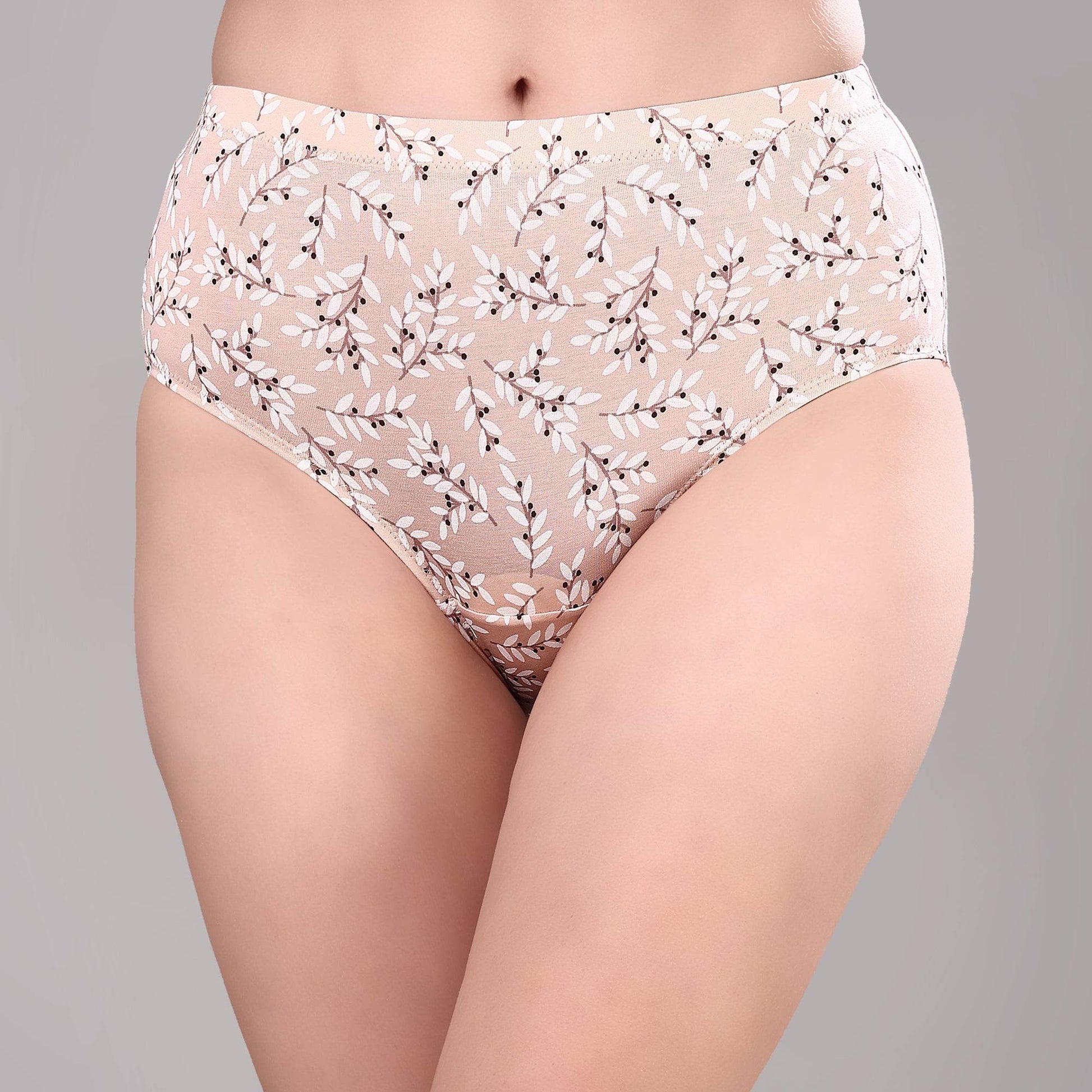 Luxurious High Waist Full Coverage Printed Stretch Cotton Briefs - 3 Pack