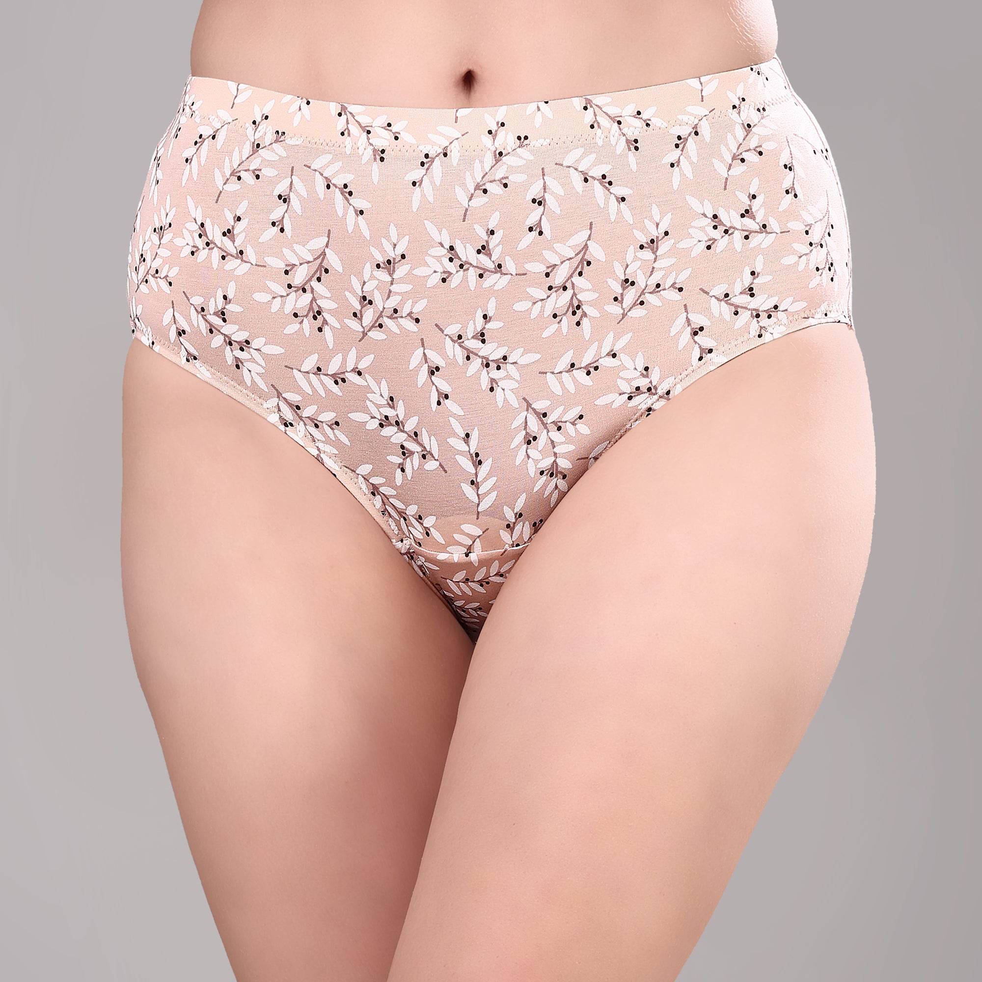 Luxurious High Waist Full Coverage Printed Stretch Cotton Briefs - 3 Pack