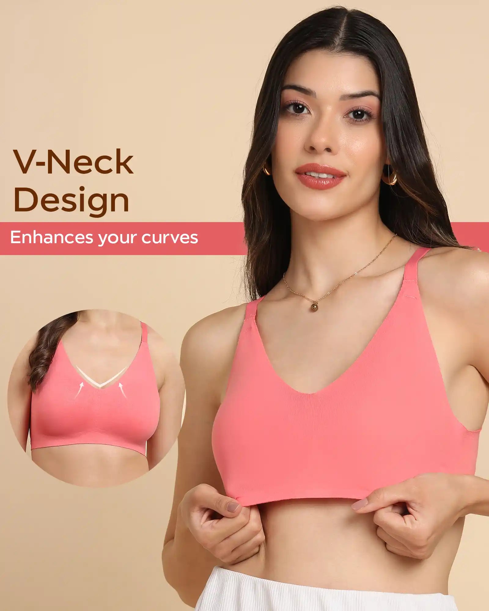 Tweens Non-Padded Cotton Spandex Invisi-Fit Bra (CORAL)