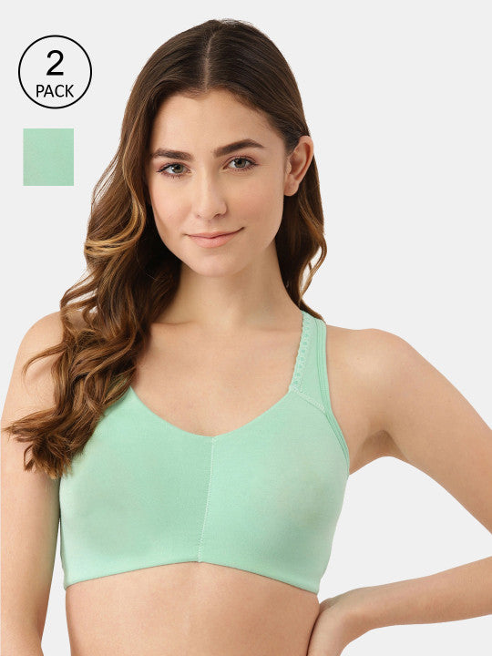 Inner Sense Pack of 2 Sea Green Antimicrobial Low Impact Lounge Bra