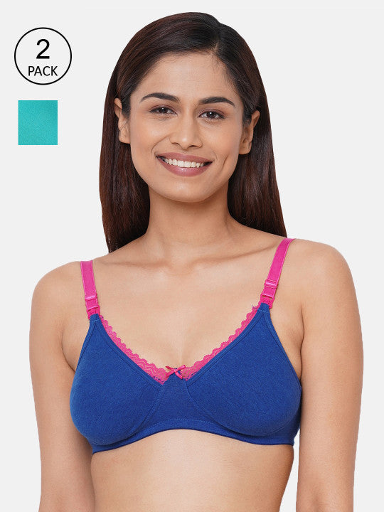 Inner Sense Pack of 2 Multicoloured Organic Cotton Antimicrobial Maternity Bra
