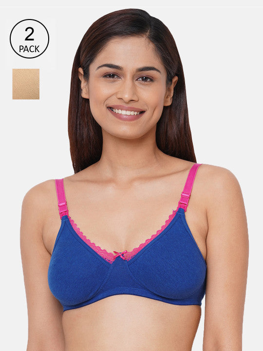 Inner Sense Pack Of 2 Organic Cotton Antimicrobial Nursing & Maternity Bras IMB003A_3D