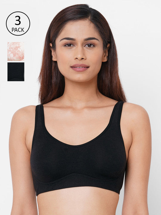 Inner Sense Pack of 3 Solid Non-Wired Non-Padded T-shirt Bra