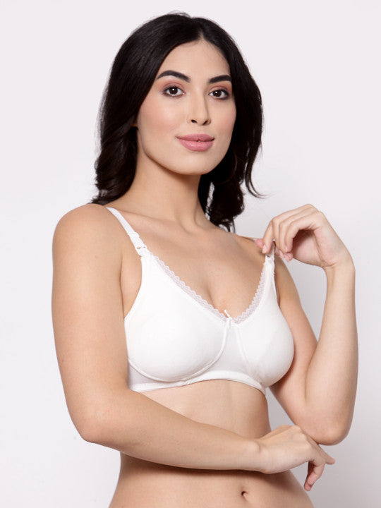 Inner Sense Off-White Solid Non-Wired Non Padded Maternity Bra