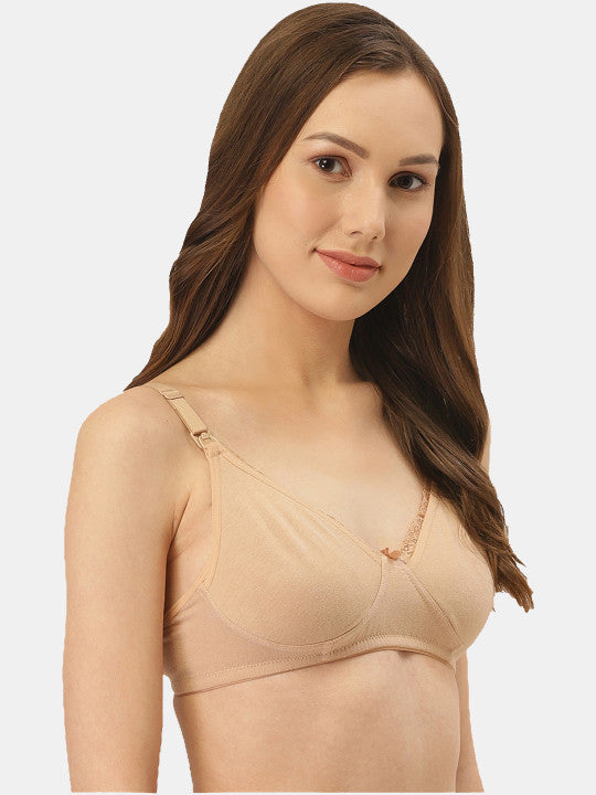 Inner Sense Pack of 3 Blue & Beige Solid Non-Wired Non-Padded Bra
