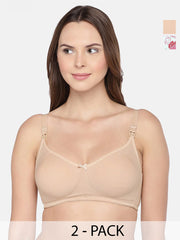 Inner Sense Organic Cotton Antimicrobial Soft Feeding Bra Pack of 2