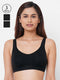 Pack Of 3 Black Solid Organic Antimicrobial Non-Wired Non-Padded Everyday Bras ISB097_97_97