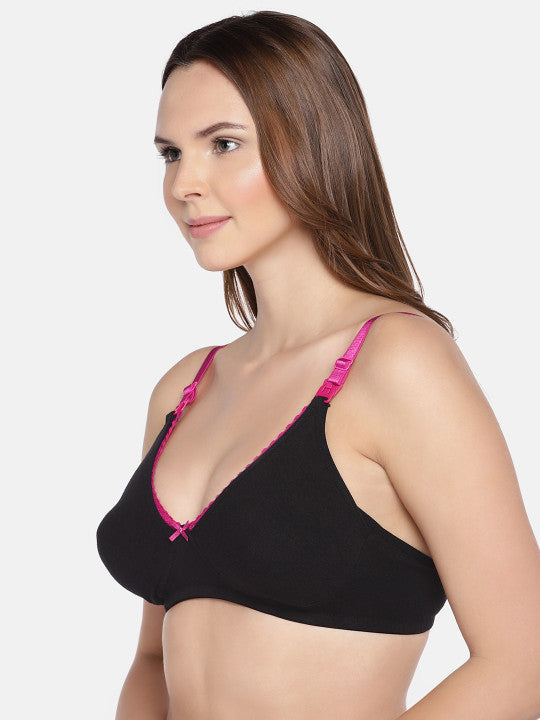 Inner Sense Pack Of 3 Black Organic Cotton Antimicrobial Maternity Bras