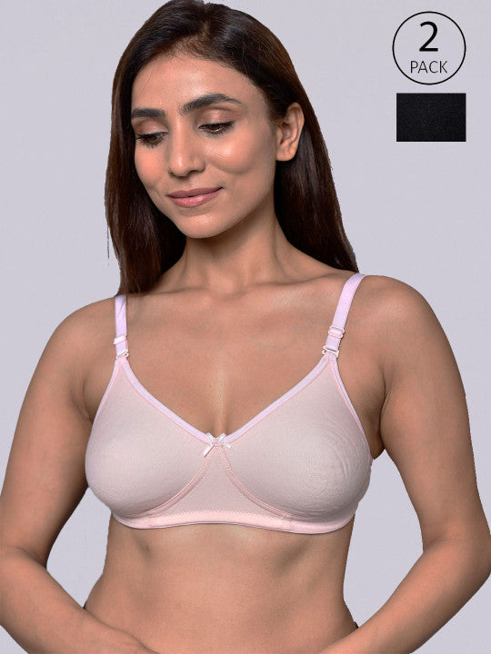 Inner Sense Women Pack of 2 Organic Cotton Anti Odour Antimicrobial Bra