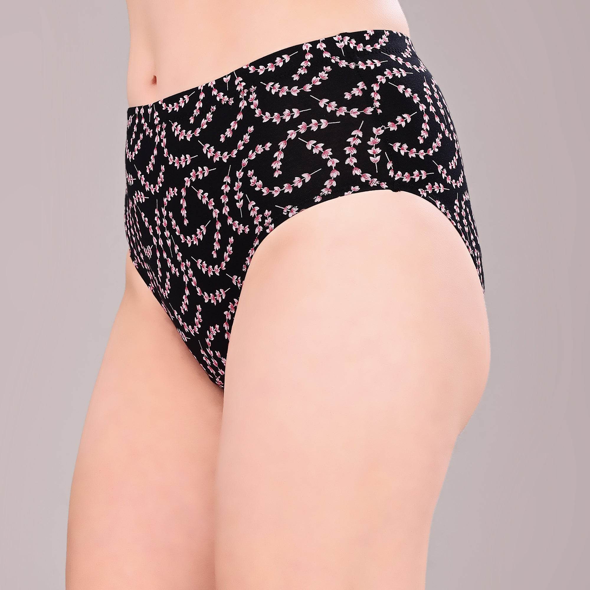 Luxurious High Waist Full Coverage Printed Stretch Cotton Briefs - 3 Pack