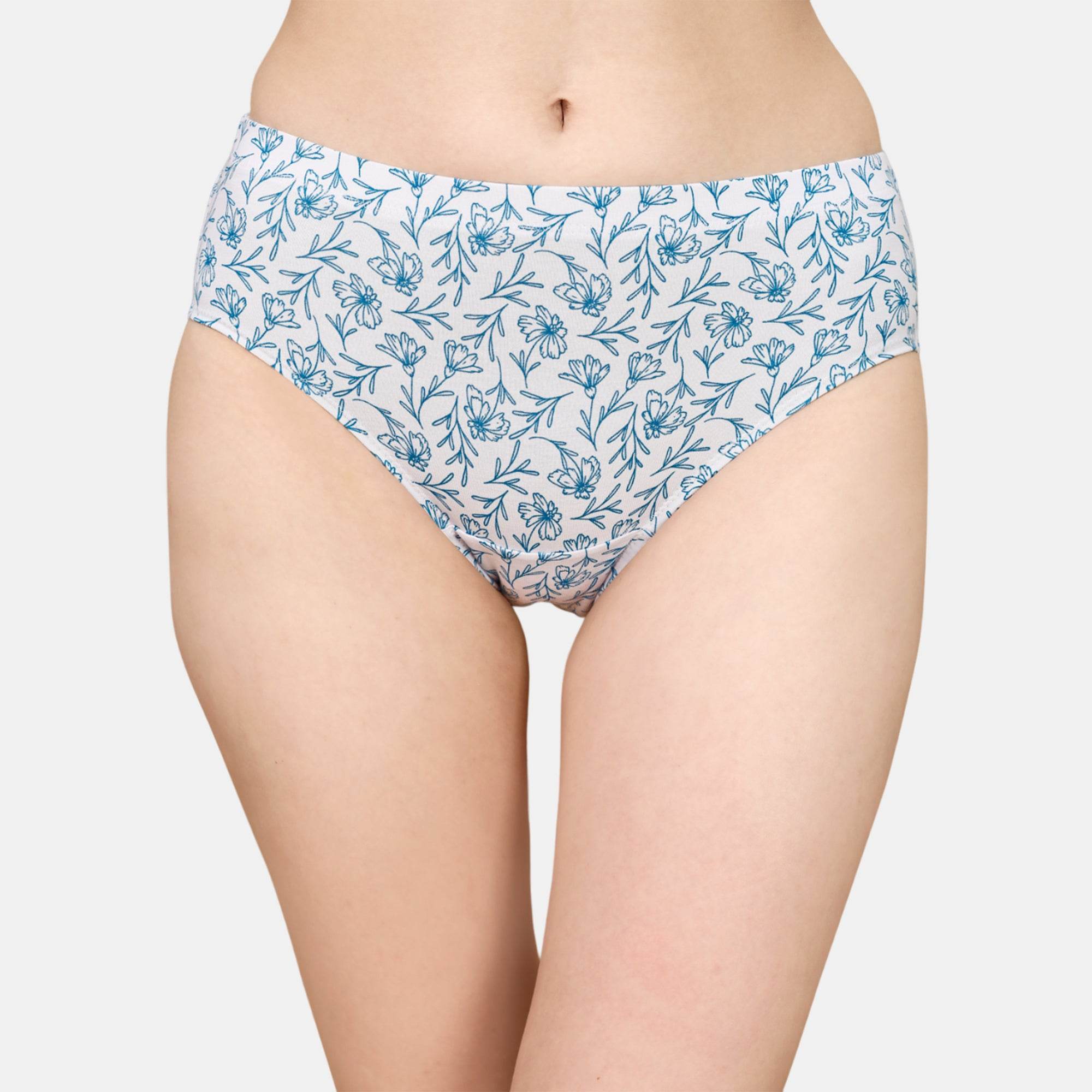 Comfortable High-Rise Full Coverage Printed Cotton Hipster Panties - Pack of 3