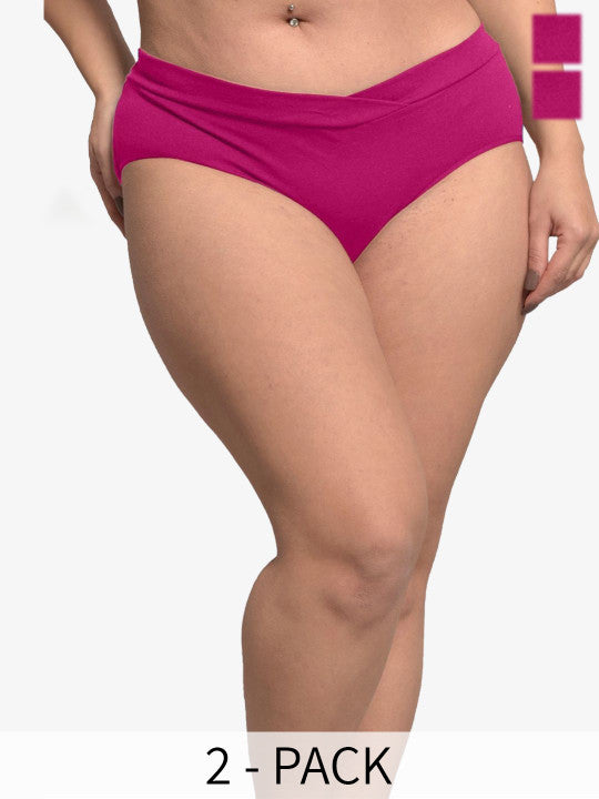 Inner Sense Pack Of 2 Plus Size Organic Cotton Briefs IMP102-Sangria_Sangria