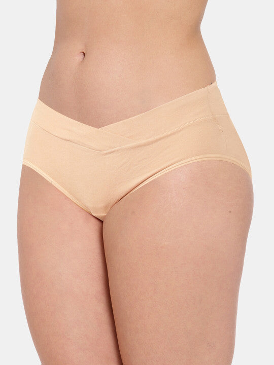 Inner Sense Women Pack Of 2 Beige Solid Organic Cotton Antimicrobial V band Maternity Briefs