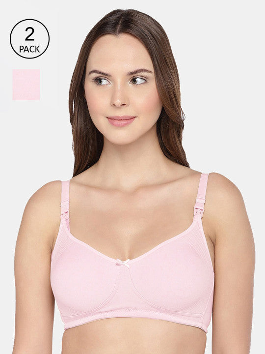 Inner Sense Pink Solid Non-Wired Non Padded Maternity Bra