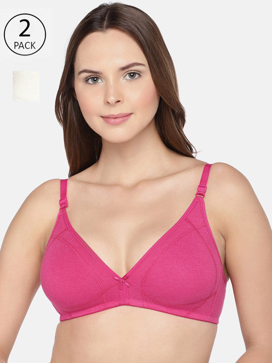 Inner Sense Pack Of 2 Fuchsia & White Beginners Bra