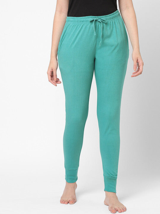 Inner Sense Women Turquoise Blue Organic Cotton Lounge Pants